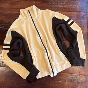 Vintage WINDBREAKER Full Zip Acrylic Knit Color Block Track Sweater Jacket XL